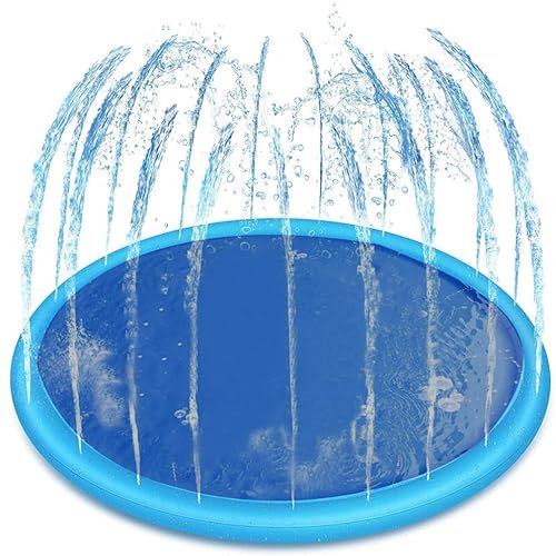 Tapis Jet d'eau Piscine pour Chien pataugeoire pour Animaux de Compagnie Pliable Tapis de Jeu Eté Extérieur pour saupoudrer et éclabousser pour Chiots Petits Chiens Chats (170 CM)