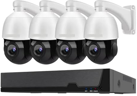 VEKELETE Kit NVR PTZ 4K POE extérieur avec Zoom Optique 38X, caméra de Surveillance 8MP, Audio, système de Surveillance vidéo de sécurité Domestique, CCTV TUYA(None,8CH NVR 4 Camera_UK Plug)