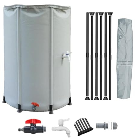 Serbatoio for acqua piovana pieghevole da giardino da 50-1000 litri, contenitore portatile for lo stoccaggio, cerniera e coperchio(White,0.6x0.88m/250L/66.0gal)