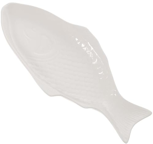 Luxshiny Ceramic Tableware Fish Shaped Plate Creative For Home Restaurant Dinner Snack Storage White 11 Inch