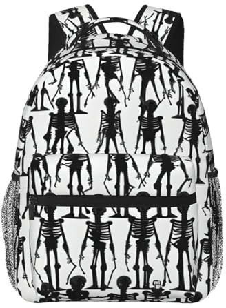 EdWal Sac à dos de randonnée pour ordinateur portable - Noir - Imprimé tête de mort - Pour homme et femme - Imperméable - Facile à nettoyer
