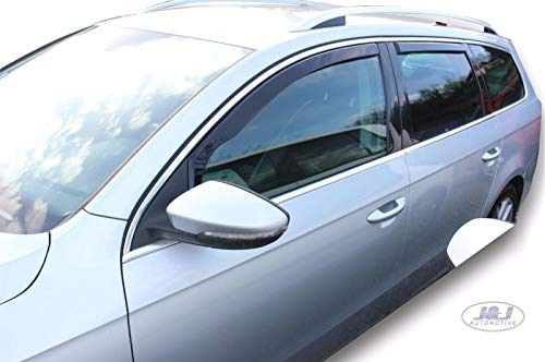 J&J AUTOMOTIVE | Windabweiser Passend Für Passat B6 / B7 Kombi 2005-2014, Heko Regenabweiser, Getönt, Set 4-Teilig, Vorne, Hinten, Aerodynamisch