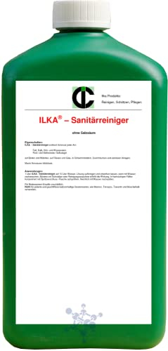 ILKA® - Sanitärreiniger salzsäurefrei – Konz. | 1 L | – mit Lotuseffekt, für Bad + WC, Intensivreiniger gegen Körperfette sowie Kosmetikreste | Reiniger-Konz. für alle Oberflächen