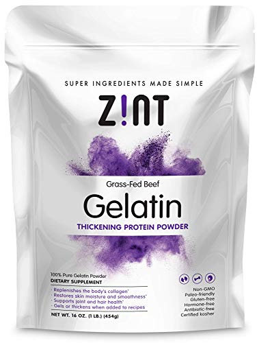 Unflavored Gelatin Powder,Kosher beef gelatin By Zint -organic,pasture raised 1Lb