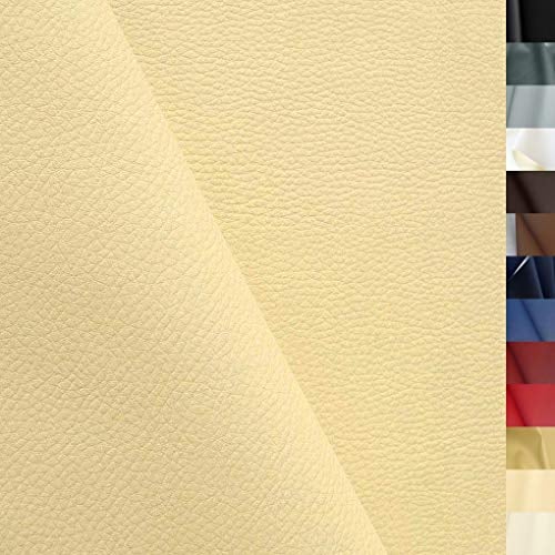 TOLKO 1m Kunstleder Meterware | weiches Premium Lederimitat für Stuhl Bank Sessel Sofa Sitzbezug Bezugstoff in Rindsleder Optik 140cm breit Polsterstoff Polsterbezug Möbelstoff (Pastell Gelb)