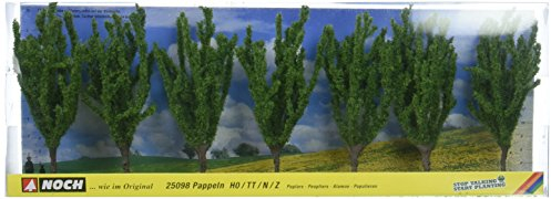 NOCH Pappeln, realistische Modellbaumbäume, 7 Stück, ca. 12 cm hoch geeignet für H0, TT, N, Z