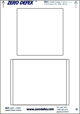 50 Zero Defex Matt CD Jewel Case Inserts - ZDL4006