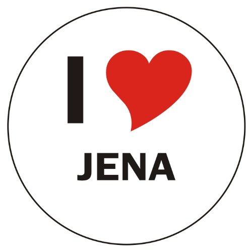 INDIGOS UG Aufkleber - Sticker - Autoaufkleber - I Love JENA - 8 cm Durchmesser rund - JDM - Die Cut - OEM - Auto - Heckscheibe - aussenklebend