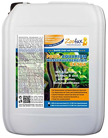 ZOOFUX Profi Aquarium Wasseraufbereiter EXTRA (Für Ihr Aquarium mit AloeVera, Vitamin B und wertvollen Schutzkolloiden), Inhalt:5 Liter