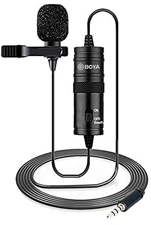 BOYA 19 Fuß Lavalier-Mikrofon für Canon iPhone Podcast, Omnidirektionales Kondensator-Aufnahmemikrofon für Nikon Sony iPhone 8 8 Plus 7 6 6s Plus DSLR-Camcorder-Audiorecorder YouTube-Interview-Video