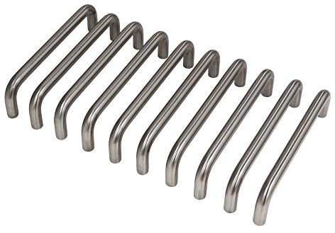 Gedotec Schrankgriff | GEOS | Bogengriff 96 mm | 10Stück | Türgriff Edelstahl matt gebürstet | Griff Vollmaterial rostfrei | Edelstahl Möbelgriff Küche für Schranktüren | Schubladengriff mit Schrauben