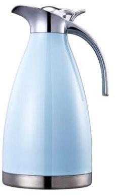 European Style 68 Ounce Vacuum Insulated Stainless Steel Carafe by BonNoces/Stainless Steel Coffee Carafe 2 Liter (LightBlue)