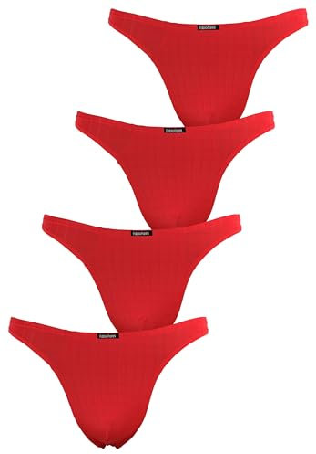 Fabio Farini - Pack de 4 Strings Masculins en Rouge, Noir, Bleu ou Blanc 4X Rouge L