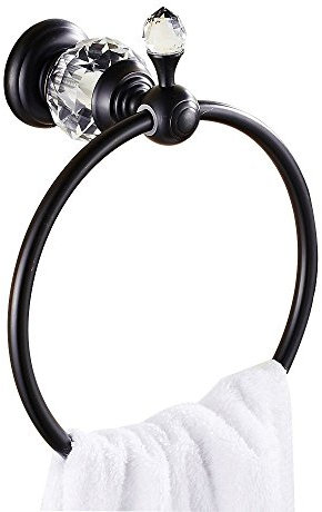 Nokozan Luxuriöse Kristall-Serie Ölgeriebene Bronze-Fischbatrhoom-Handtuch-Ringhalter, Wandmontage.