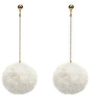 Butterme Frauen Mode Pom Pom Ball Quasten Drop baumeln lange Gold Chain Link baumelnden Ohrring Ohr Drop