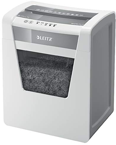 Leitz IQ Aktenvernichter Office P4, Mikroschnitt, 17-15 Blatt (70-80 g/m²), TÜV+GS zertifiziert, 2 Stunden Dauerbetrieb, Herausziehbarer 23L Behälter, Sehr leiser Schredder für Büro, Weiß, 80030000