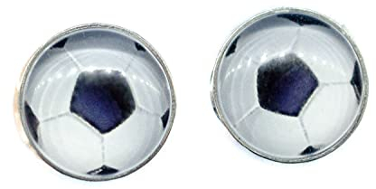 Miniblings Fußball Cabochon Ohrstecker Stecker Ohrringe Sport Ball WM EM Tor - Handmade Modeschmuck I Ohrringe Stecker Ohrschmuck