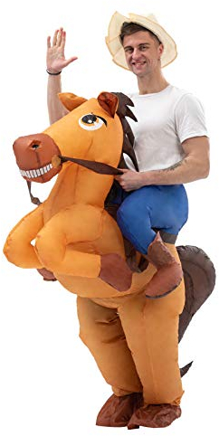 IRETG Aufblasbare Pferd Kostüme für Erwachsene Reiten Pferd Kostüm Blasen up Pferd Anzug Lustiges Fancy Kleid für Halloween