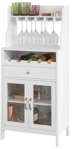 SoBuy® FSB24-W Buffet Commode Armoire de Rangement avec Porte-Bouteilles Casier à Bouteilles Range Bouteille Meuble à Bouteille Meuble de Rangement pour Cuisine et Salon- Blanc