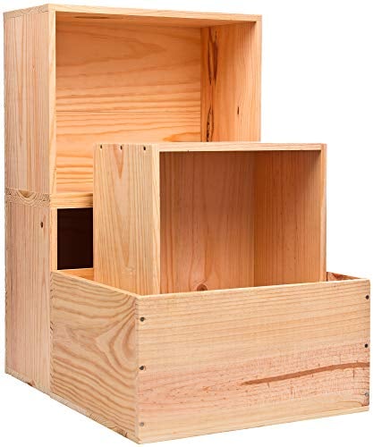 Mabouteille - Scaffale in legno formato cassa del vino - Conservazione e decorazione (equivalente 6 bottiglie) - Set di 4