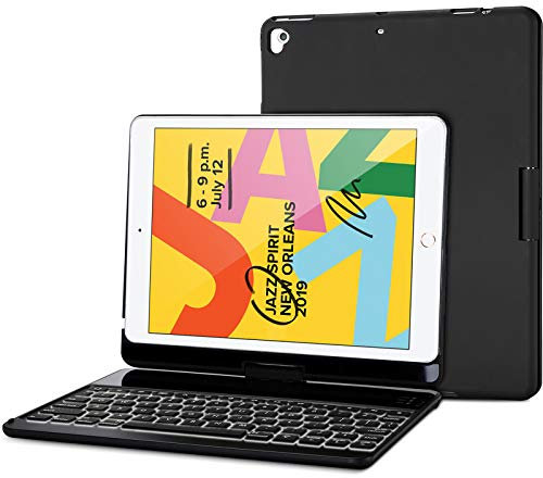 ProCase iPad 10.2 Inch 2021 2020 2019 Keyboard Case (9th / 8th / 7th Generation), Protective Cover with Wireless Keyboard,for iPad 9 / iPad 8 / iPad 7 -Black