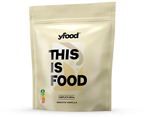 yfood poudre Smooth Vanilla, substitut de repas protéiné, THIS IS FOOD, 26 vitamines et minéraux, 17 repas par sachet de 1,5 kg, goût vanille