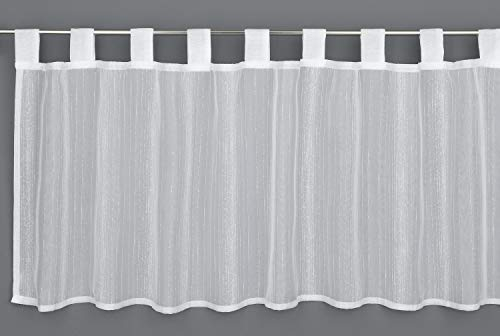 GARDINIA Bistrogardine mit angenähten Schlaufen, Transparente Scheibengardine, Effektgarn, Weiß, 140 x 48 cm