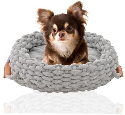 Silvio Design Flauschiges Katzenbett & Hundebett | Schlafplatz für Hunde und Katzen | Wahre Tierliebe: Flauschiges Katzenkörbchen und rundes Hundekissen für kleine Hunde (Grau)