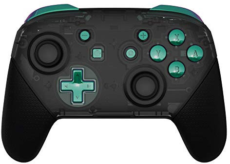 eXtremeRate ABXY D-Pad ZR ZL L R Botones para Nintendo Switch Pro Mando DIY Teclas de Reemplazo Botón Completo con Herramientas para Nintendo Switch Pro-Control NO Incluido(Violeta a Verde)