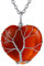 FOCALOOK Collier Femme Coeur Pierre de Naissance Janvier Pendentif Arbre de Vie Pierre Naturelle Agate Rouge avec Chaîne Acier 50cm