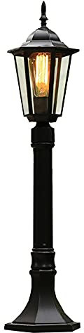 Mengjay Trade Lampadaire Extérieur Design Classique Lampadaire de jardin en Aluminium moulé à LED Lanterne en antique dans un style rustique étanche IP23 1xE27 lampe sur pied idéale pour Terrasse (B)