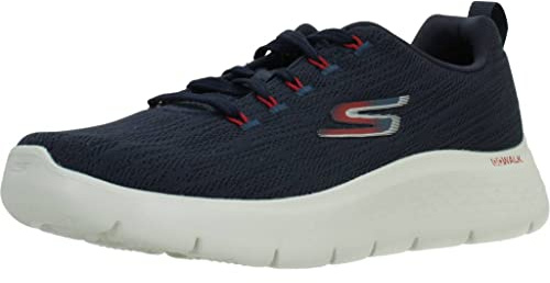 Skechers Men's Go Walk Flex - Quota Sneaker, Navy Textile/Red Trim, 7 UK