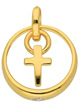 Lifestyle Schmuck Taufring Kreuz mit Zirkonia Anhänger Kettenanhänger aus 333 echt Gold
