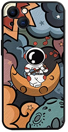 Yonds Queen für iPhone 11 Niedliches Hülle, Cool Cartoon Astronaut Space Planet Mond Design Stilvoll Stoßstange weiches TPU rutschfeste Stoßfeste Schutzhülle (iPhone 11, Mond)