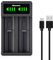 Hisewen 18650 Battery Charger, Universal Smart USB LED Dual Battery Charger 18650 for 3.7v Li-ion 14500 16340 18350 26650 21700 Rechargeable Batteries