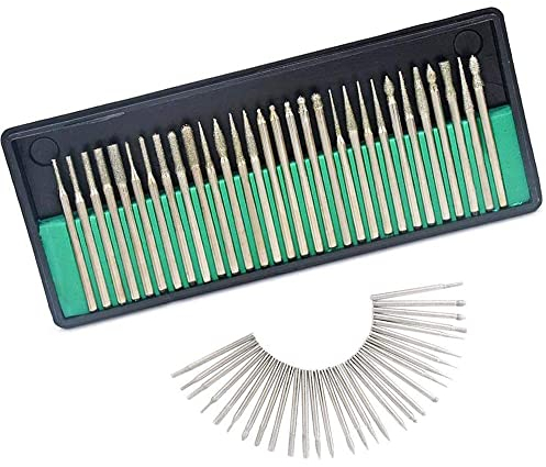 Bestgle 30 Piezas Fresas Diamante, Juego de Brocas de Diamante con 3 mm Vástago, Brocas de Pulido de Esmeril Profesional para Vidrio Piedra Metal Rectificado Rotary Tool Accesorios