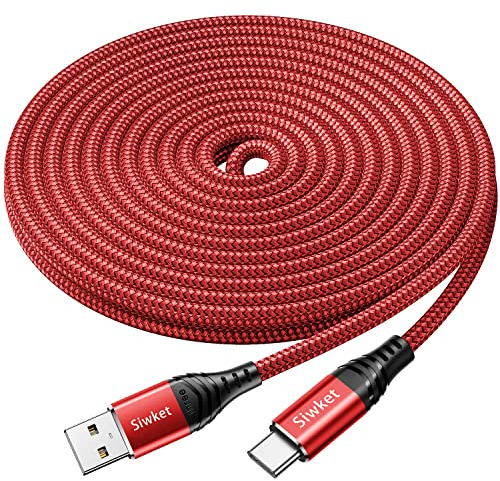 Siwket USB C Kabel 5M, Nylon USB Typ C Ladekabel Datenkabel für Samsung Galaxy S10 9 8 Plus,Note 10 9 8,HTC 10 U11,Huawei Honor, P20 Lite P10 P9,LG G5 G6 V21,Sony Xperia XZ,Moto.usw