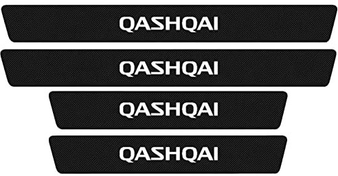 4 Pcs Carbon Fiber Car Door Sill Protector for NIS-san Qashqai J10 J11 J12, Welcome Pedal Guard Kick Plates Threshold Cover Trim Stickers, Non-Slip Auto Door Edge Protector Decoration Accessories