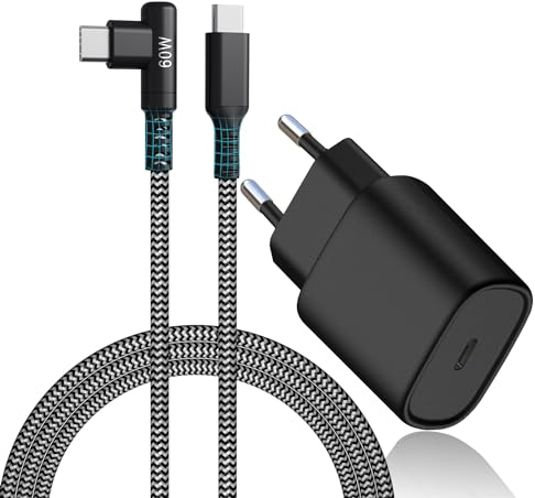 25W USB C Schnellladegerät Super Fast Netzteil Ladegerät mit 90 Grad Type C Nylon Ladekabel 2M Schnellladekabel für Samsung Galaxy S24 S23 S22 S21 S20 Plus Ultra, Note 20/10, A72 A55 A54 A34 A15