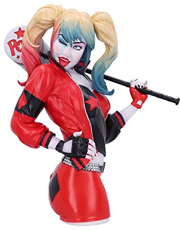 Nemesis Now Offizielles Lizenzprodukt Harley Quinn-Büste, Rot, 30 cm