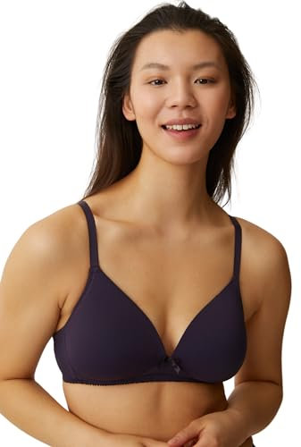 Naturana® Soft Wireless Bra with Cup [Cup A-D] Optimal fit & Maximum Support Thanks to Cut Design & Wide Straps | T-Shirt Bra | Women's Bra Without Underwire 36 Plum B