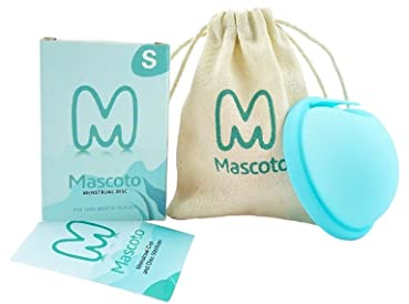 Mascoto ® Dischi mestruali di nuova generazione con anello, coppetta piatta, silicone di grado medico riutilizzabile, alternativa a tampone e assorbente ultra confortevole,