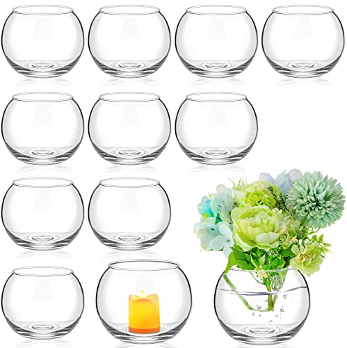 Zopeal 12 Stück Fischschalen-Vase, Glas, Bubble-Schüssel, Globus, Fischschale, transparente Blasenvase, runde Terrarium, Goldfischschale, Blumenvase, Arrangements, Büro oder Zuhause