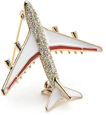 Sudemota Boutons de Broche Broche Femme BijouxNovelty Brochesalloy Avion Broche Broches Strass Rouge Avion Broches for Femmes Qualité Cadeau Avion Écharpe Boucle Perle Broche (Color : Rot)