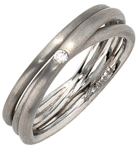 Ring Damenring aus 950 Platin mattiert mit Diamant Brillant Platinring, Ringgröße:Innenumfang 56mm ~ Ø17.8mm