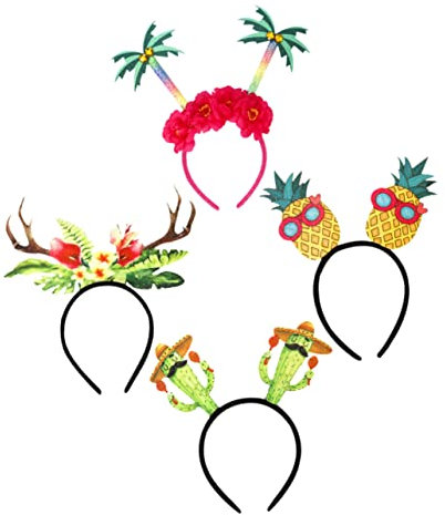 TOYANDONA 4 Stück Ananas-kokos-stirnband Luau-party-stirnbänder Aloha-partydekorationen Ananas Stirnband Kaktus Stirnband Tropisches Partykostüm Sommerdeko Erwachsener Plastik Hawaii Bankett