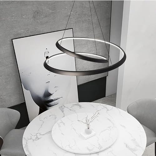 Bellastein LED-HängeleuchteNeuer moderner High-End Restaurant Kronleuchter Rund Ring-Pendelleuchte LED LED Pendelleuchte Esstisch pendellampe schwarz Esszimmer Pendellampe weiß (schwarz, 80CM)