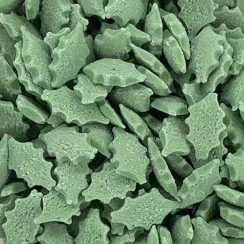 A Pinch Of - Christmas Holly Sugar Shapes Cake Topper Sprinkles - 25g Edible Matt Sugar Festive Cupcake Decorations - Xmas Themed Party Cakes And Bakes