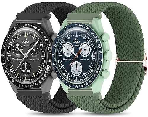 Tovimall Geflochtenes Nylon-Uhrenarmband für Omega X Swatch MoonSwatch Speedmaster, 20 mm