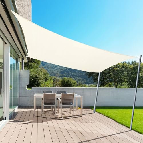 AXT SHADE Toldo Vela de Sombra Impermeable Rectangular 2x3m Protección Rayos UV para Terraza Exterior Patio Jardín-Crema